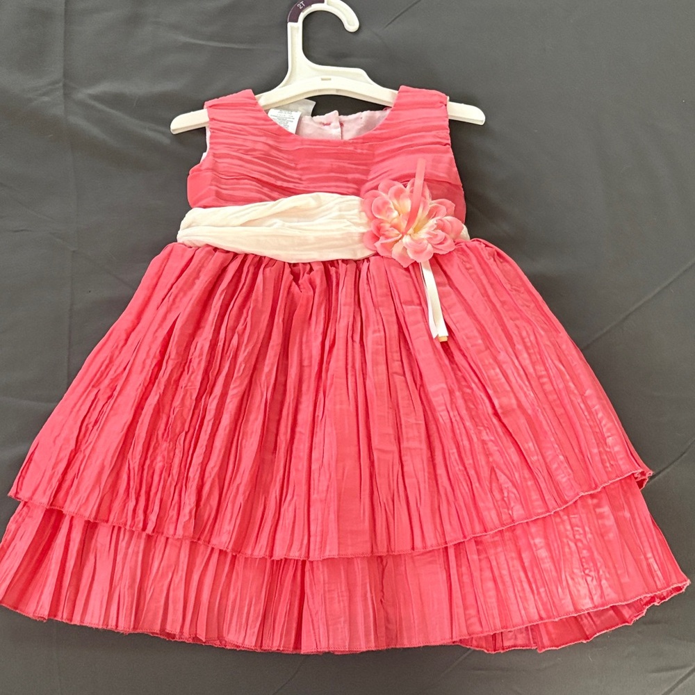 Blueberi Boulevard Coral Sleeveless Dress with Floral Detail